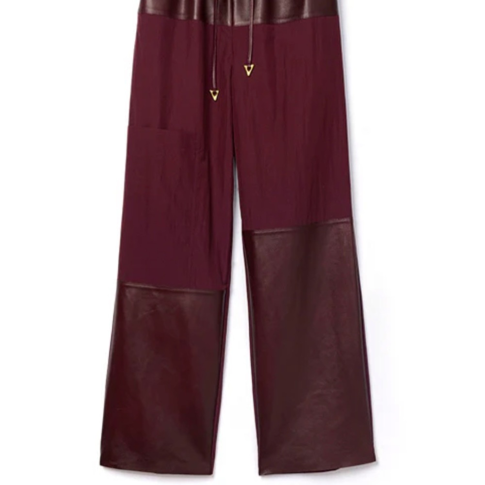 Aeron Rod Joggers - Leather Mix Burgundy Jogger  Pant